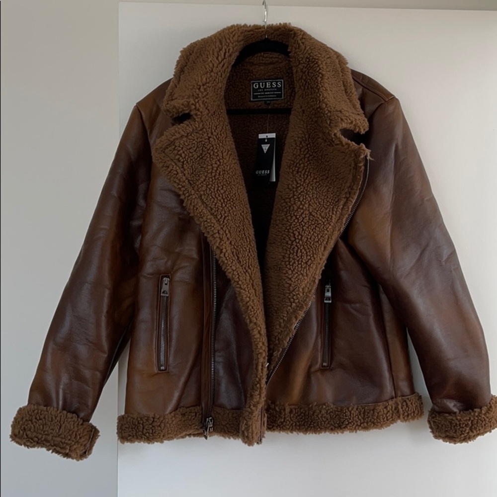 NEW GUESS SHERPA MOTO JACKET, L size